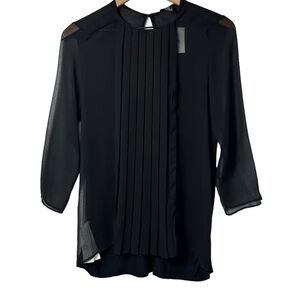 MNG BY MANGO BLACK LONG SLEEVE WOMEN BLOUSE SIZE SMALL TOP BRAND NEW WITH TAGS